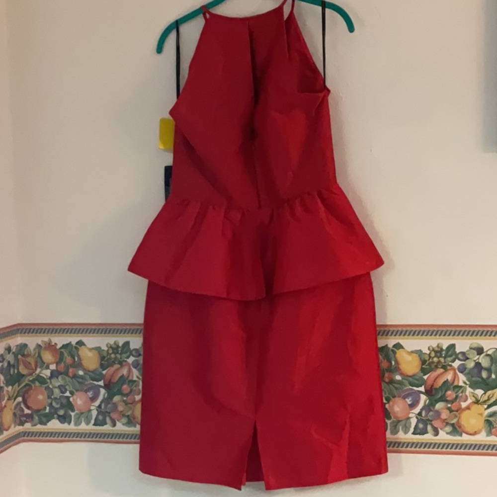 ALFRED SUNG Peplum Halter Cocktail Dress w/Keyhole Neckline, Size 12, Poppy, NWT - Picture 2 of 10